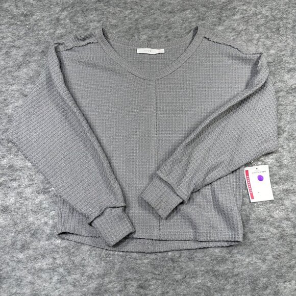 NWT LUSH Sweater Womens Size XS Grey Knit Pullover Crew Neck Cozy Chic - Picture 7 of 7